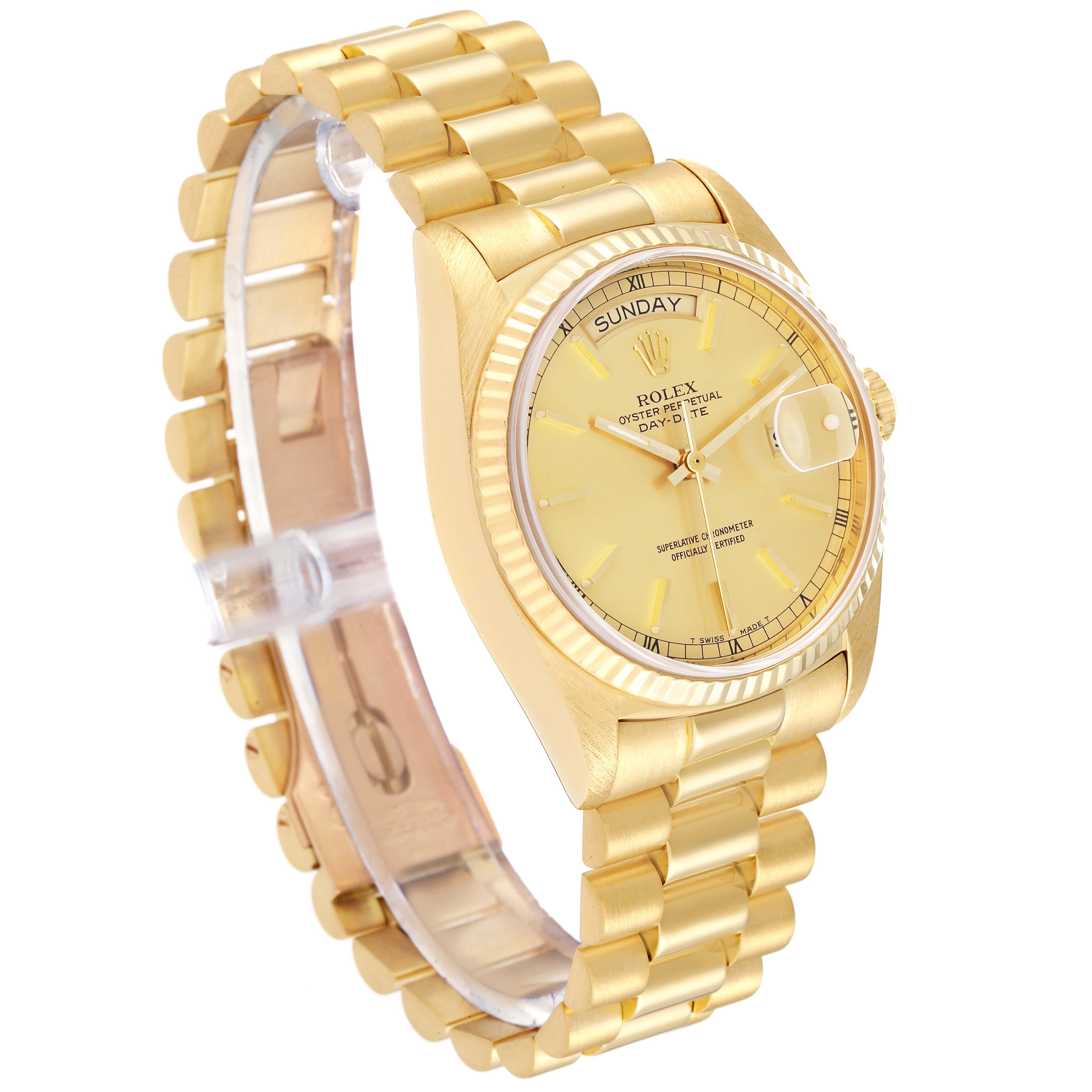 Rolex President Day-Date Yellow Gold Champagne Dial Mens Watch 18038 Box Papers In Good Condition In Atlanta, GA