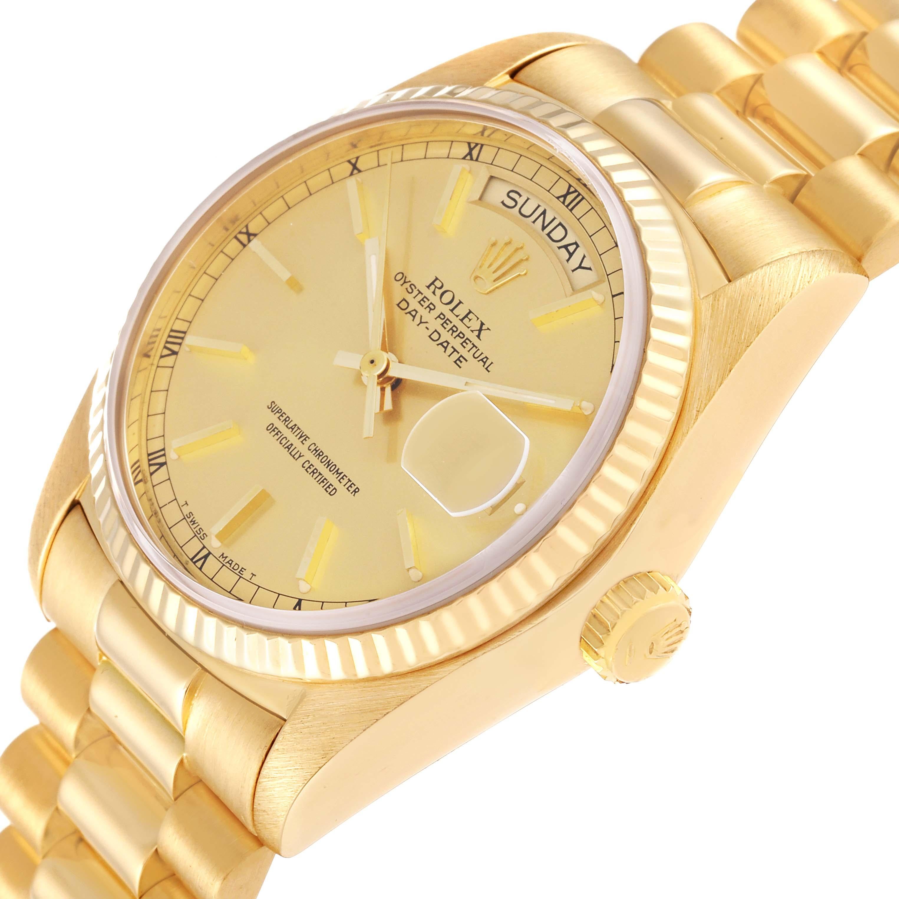Rolex President Day-Date Yellow Gold Champagne Dial Mens Watch 18038 Box Papers 1