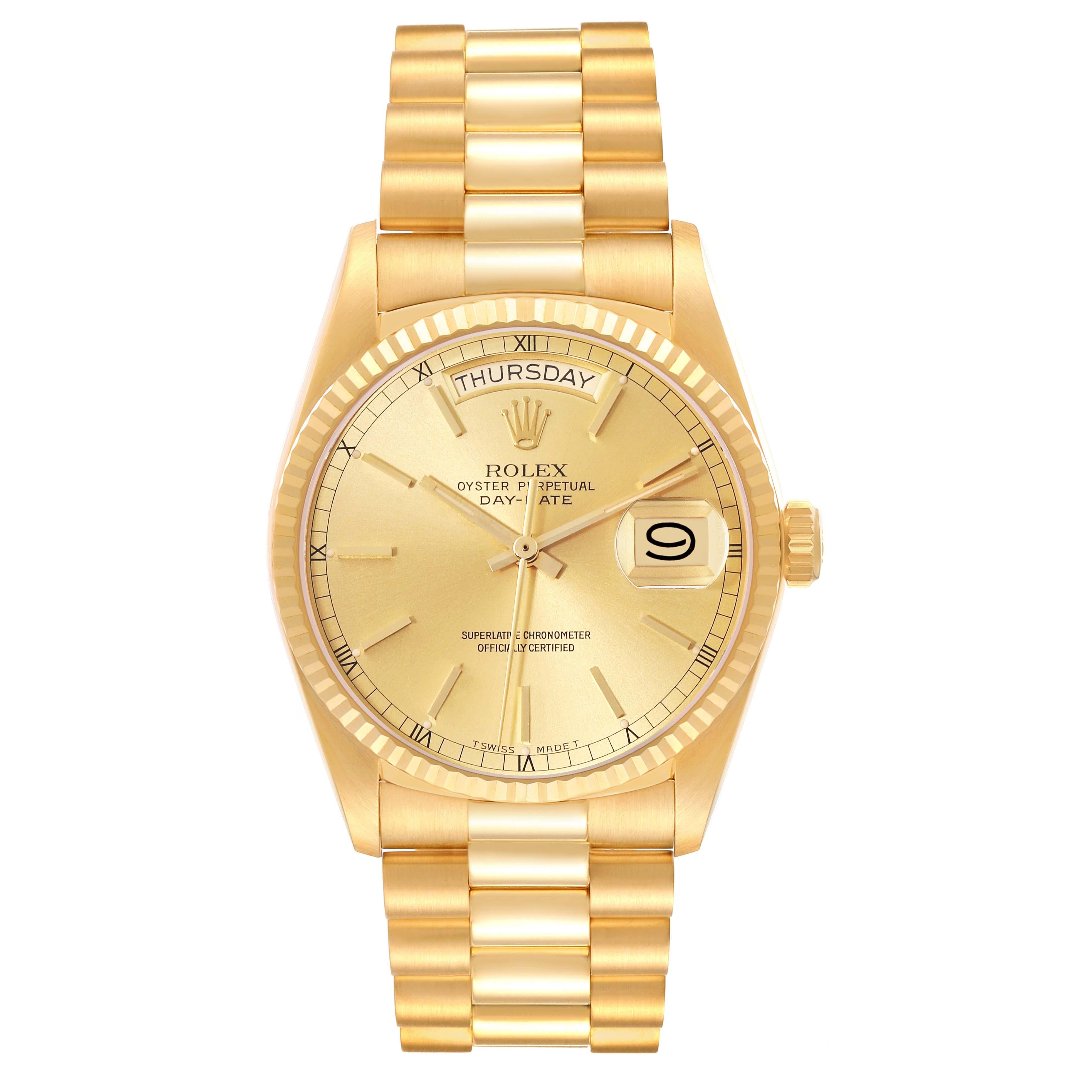 Rolex President Day-Date Yellow Gold Champagne Dial Mens Watch 18038 For Sale 6