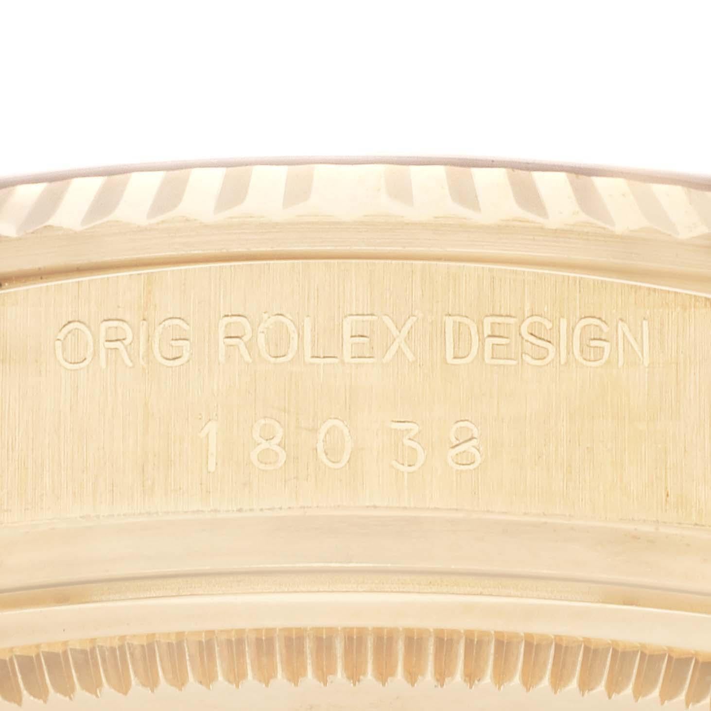 Rolex President Day-Date Yellow Gold Champagne Dial Mens Watch 18038 In Excellent Condition In Atlanta, GA