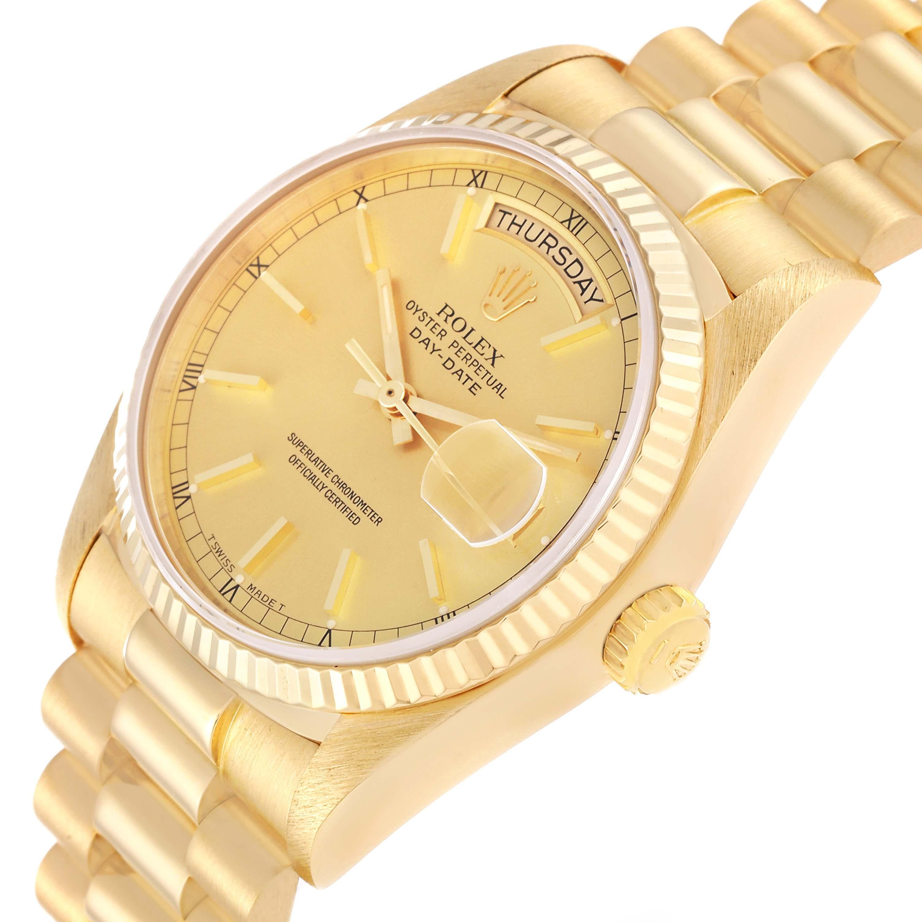 Rolex President Day-Date Yellow Gold Champagne Dial Mens Watch 18038 For Sale 1
