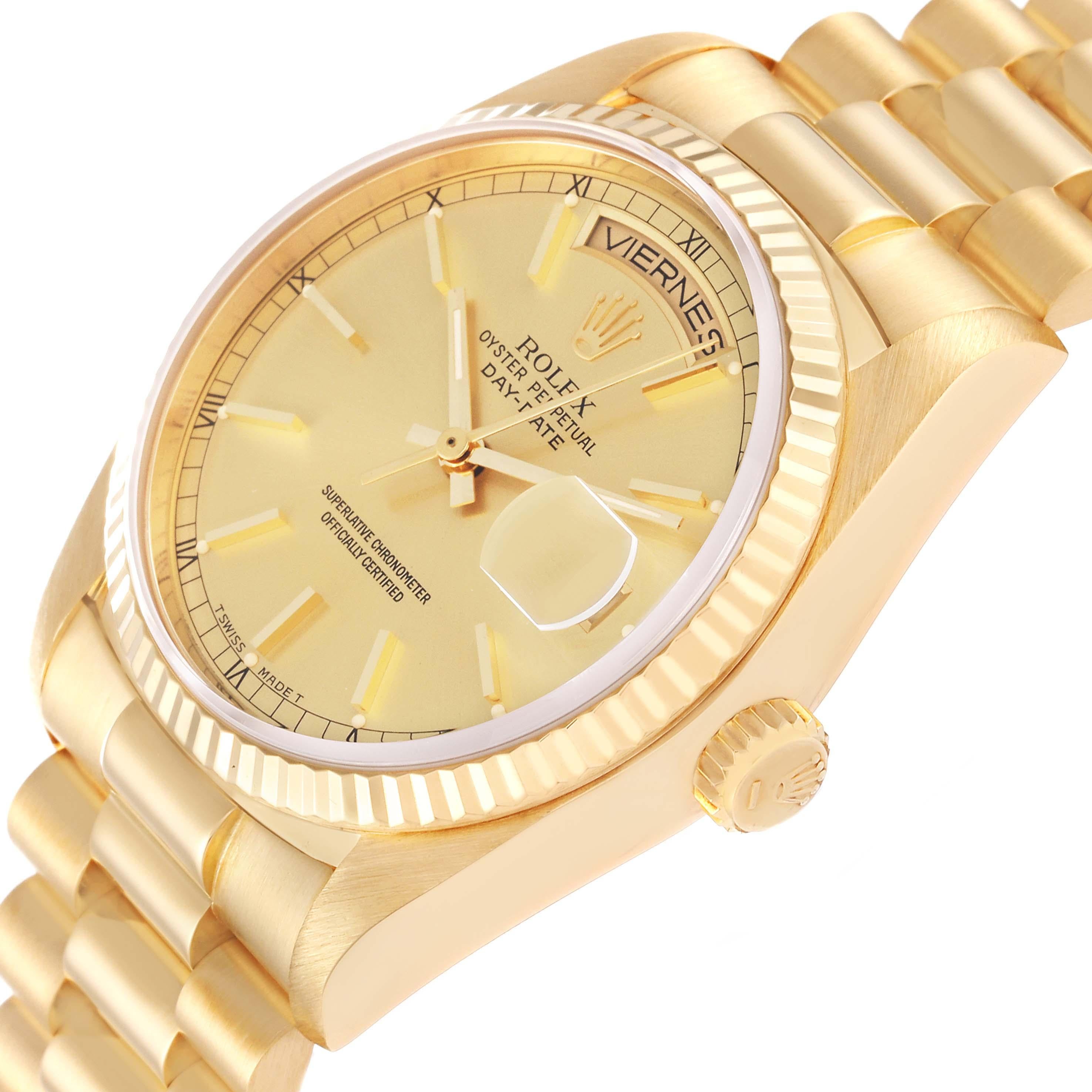 Rolex President Day-Date Yellow Gold Champagne Dial Mens Watch 18038 4