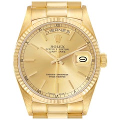 Rolex President Day-Date Yellow Gold Champagne Dial Mens Watch 18038