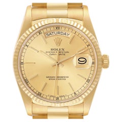 Rolex President Day-Date Yellow Gold Champagne Dial Mens Watch 18038