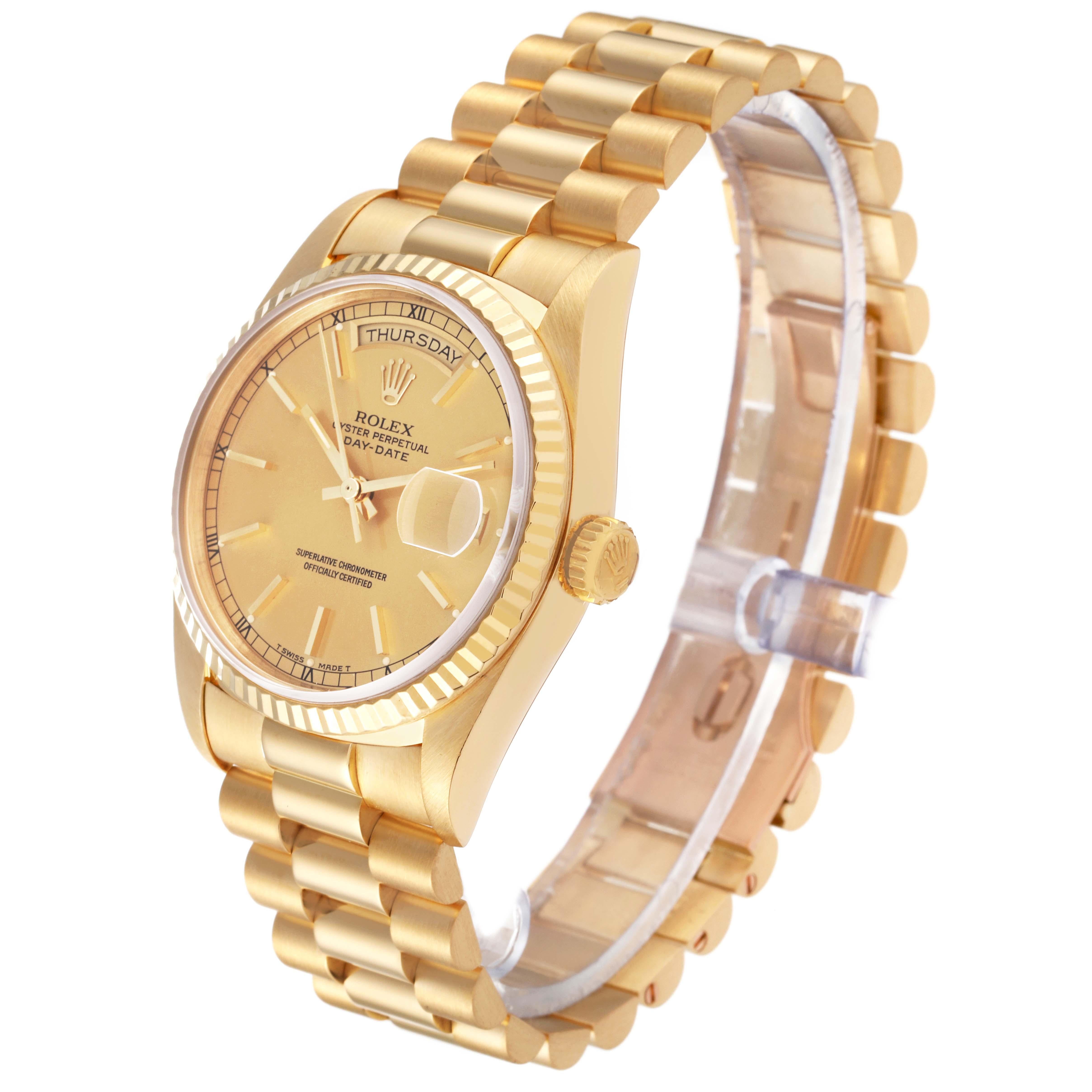 Rolex President Day-Date Yellow Gold Champagne Dial Mens Watch 18238 Box Papers 8