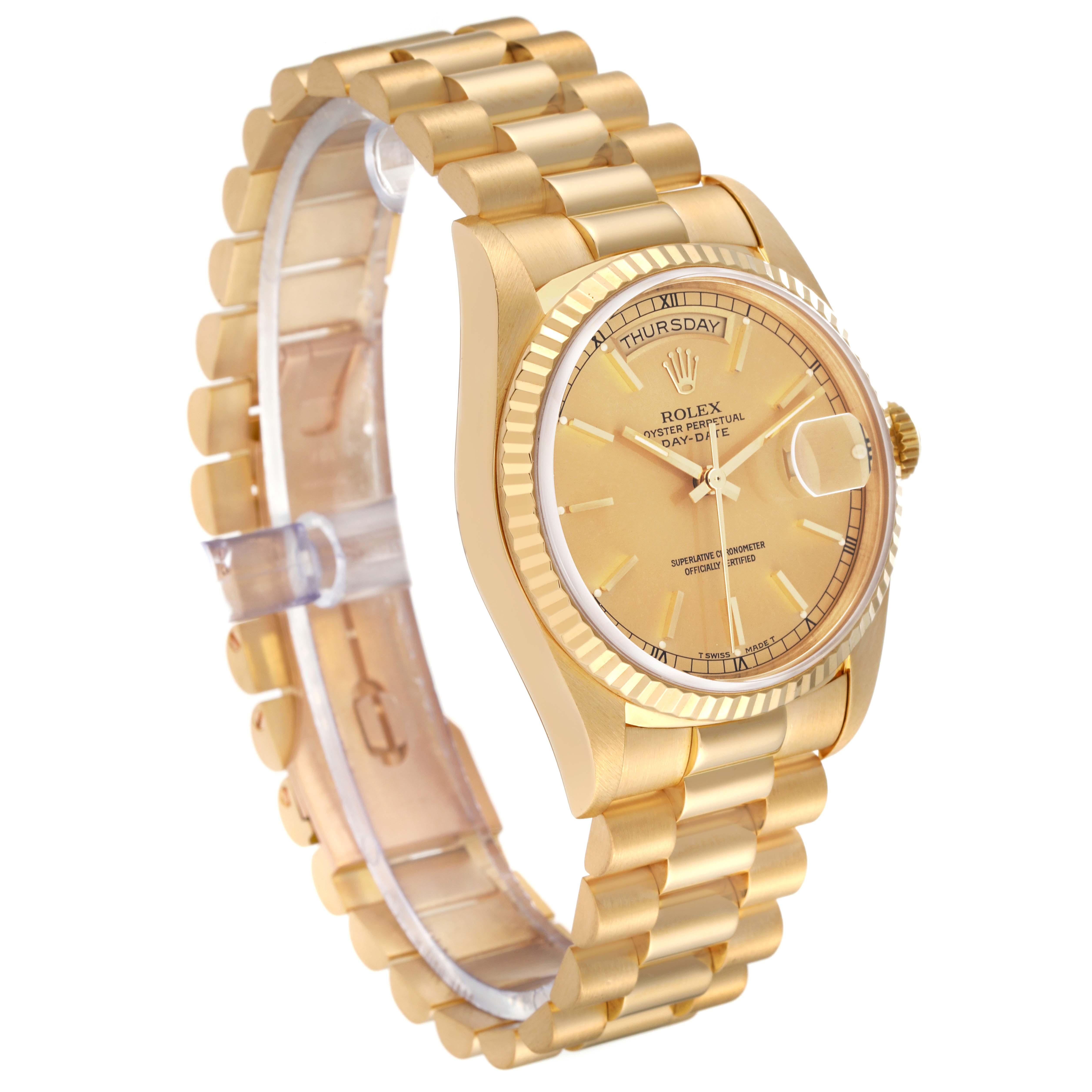 Men's Rolex President Day-Date Yellow Gold Champagne Dial Mens Watch 18238 Box Papers