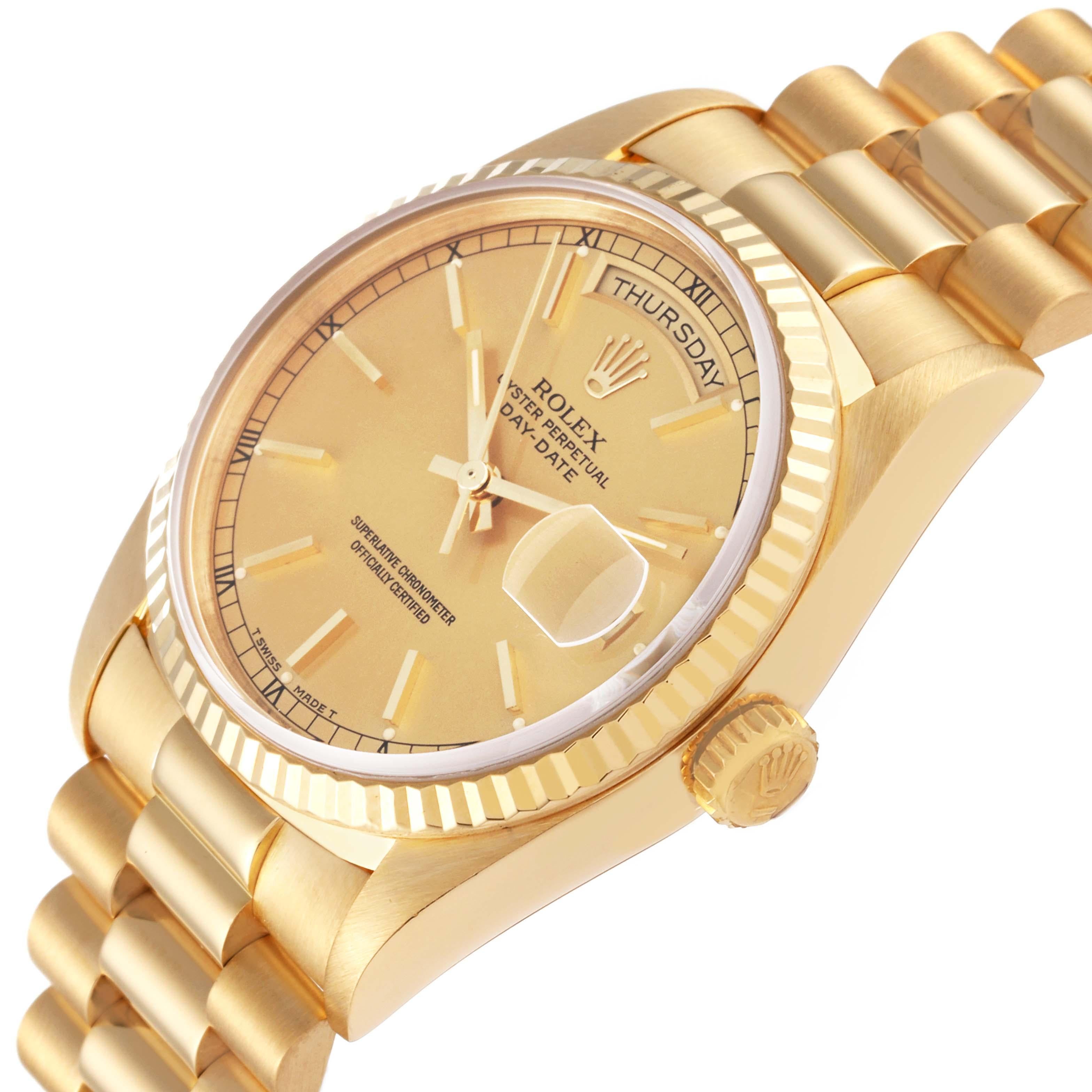 Rolex President Day-Date Yellow Gold Champagne Dial Mens Watch 18238 Box Papers 2