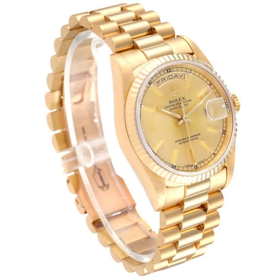 Rolex President Day-Date Yellow Gold Champagne Dial Mens Watch 18238 In Excellent Condition In Atlanta, GA