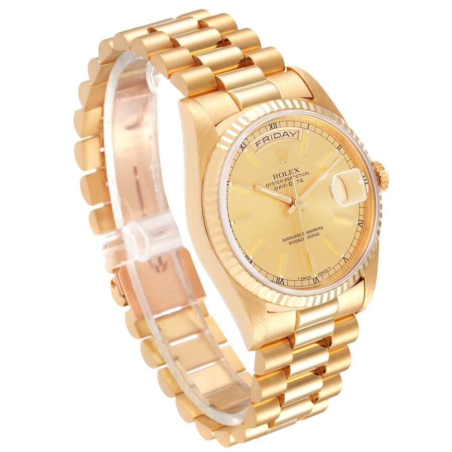 Rolex President Day-Date Yellow Gold Champagne Dial Mens Watch 18238 In Excellent Condition In Atlanta, GA
