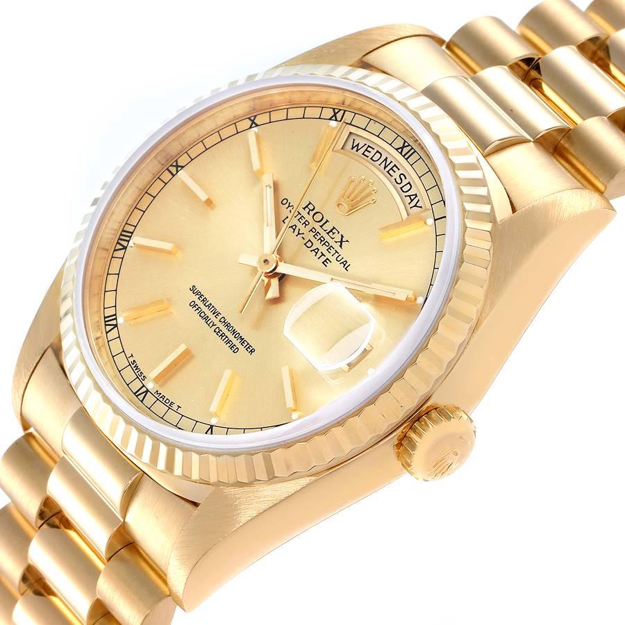 Rolex President Day-Date Yellow Gold Champagne Dial Mens Watch 18238 For Sale 1