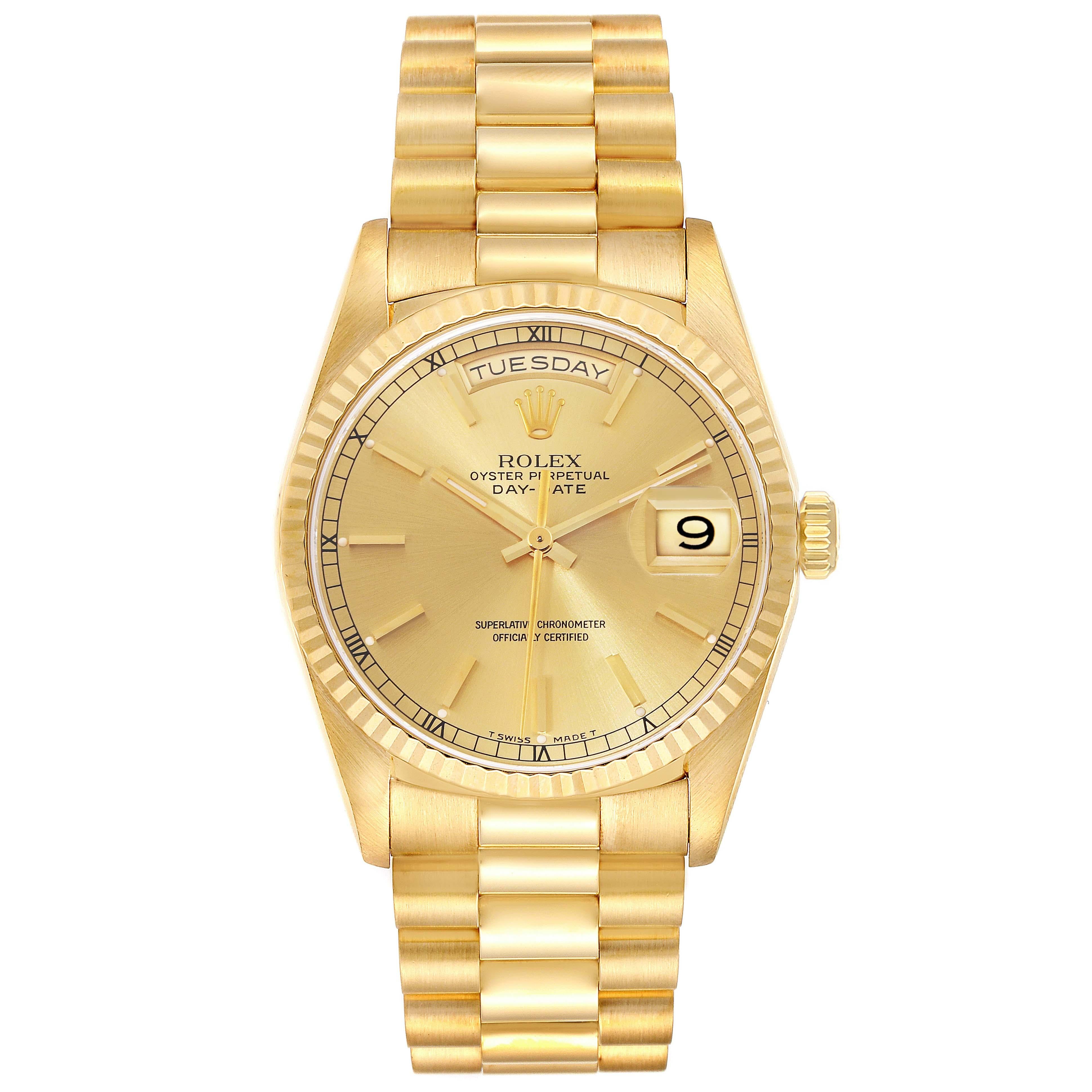 Rolex President Day-Date Yellow Gold Champagne Dial Mens Watch 18238 For Sale 2
