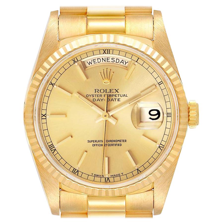 Rolex Gold Day Date Watch with Custom Persimmon Dial at 1stDibs