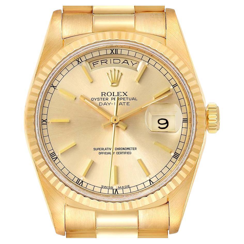 Rolex President Day-Date Yellow Gold Champagne Dial Mens Watch 18238 For Sale