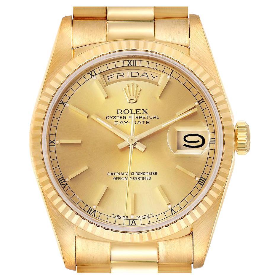 Rolex President Day-Date Yellow Gold Champagne Dial Mens Watch 18238