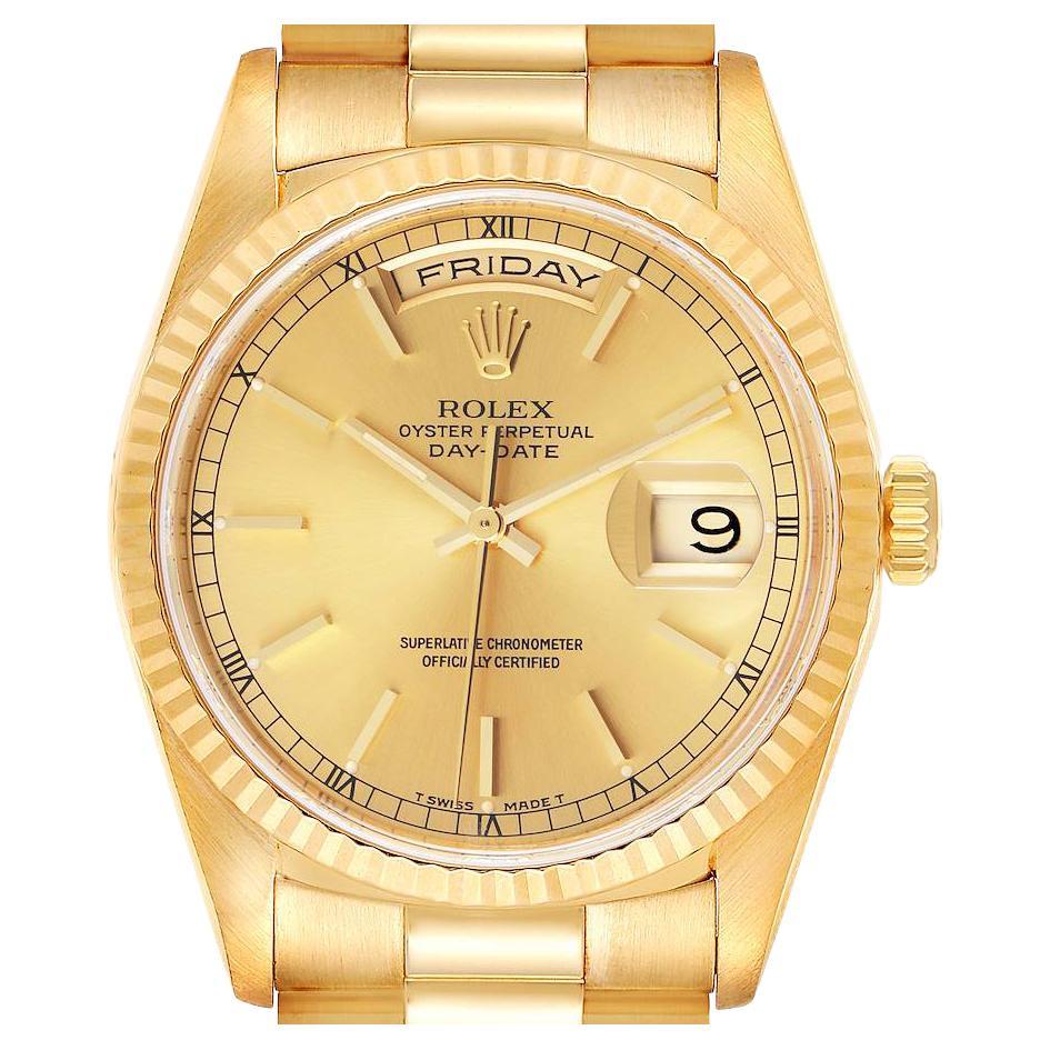 Rolex President Day-Date Yellow Gold Champagne Dial Mens Watch 18238