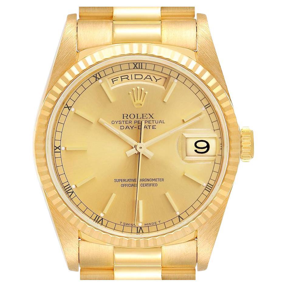 Rolex President Day-Date Yellow Gold Champagne Dial Mens Watch 18238 For Sale