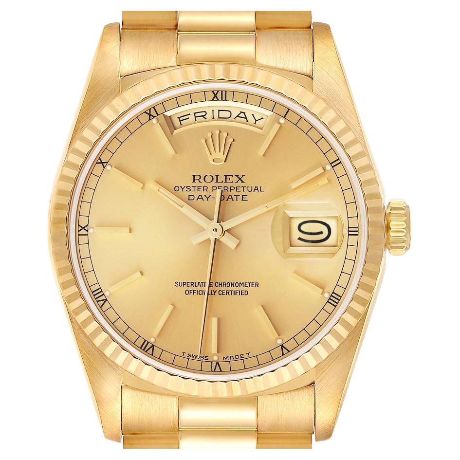 Rolex President Day Date Yellow Gold Champagne Dial Mens Watch 18238
