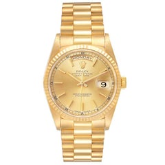 Rolex Day-Date Oro Giallo Quadrante Champagne Orologio Uomo 18238 Papers