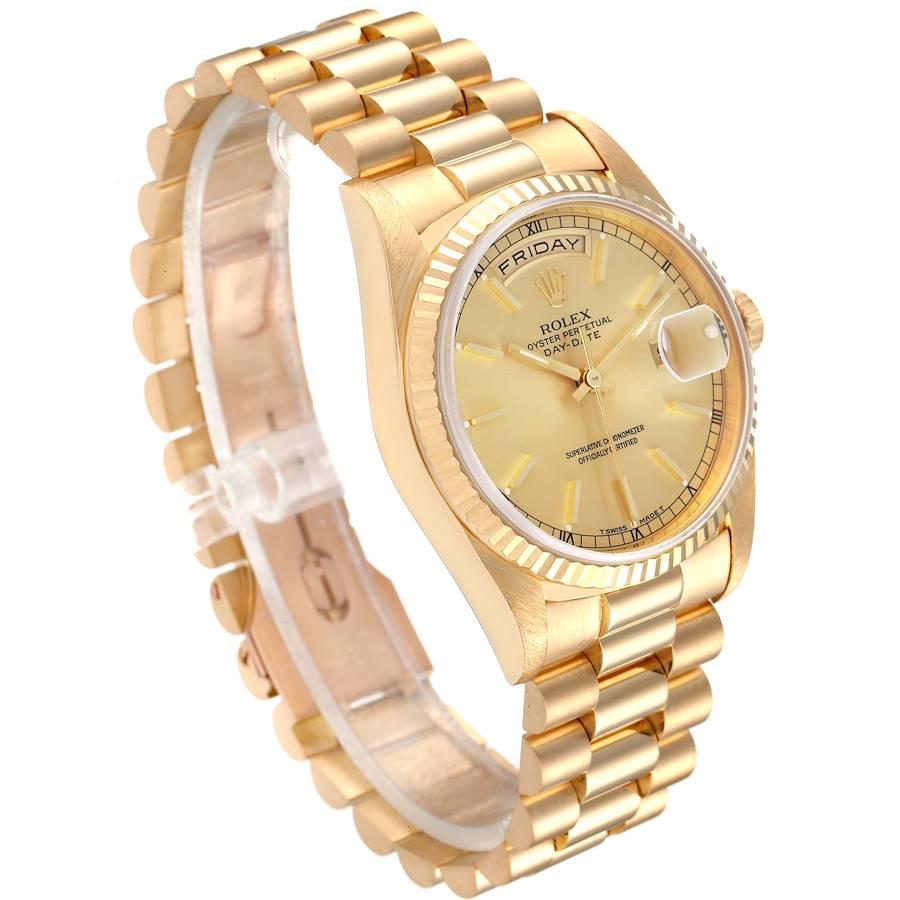 Rolex President Day-Date Yellow Gold Champagne Dial Mens Watch 18238 Papers In Excellent Condition In Atlanta, GA