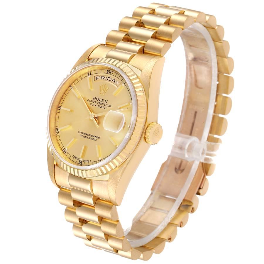 Men's Rolex President Day-Date Yellow Gold Champagne Dial Mens Watch 18238 Papers
