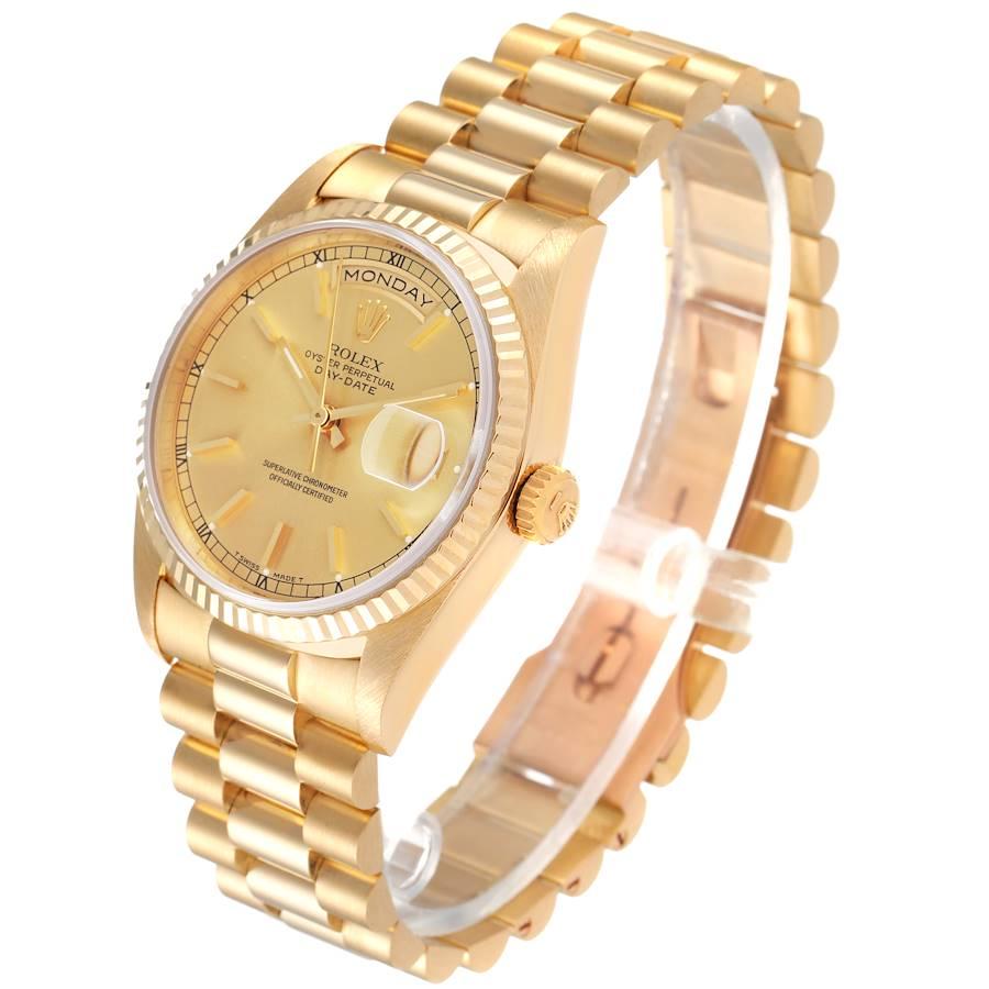 Men's Rolex President Day-Date Yellow Gold Champagne Dial Mens Watch 18238 Papers