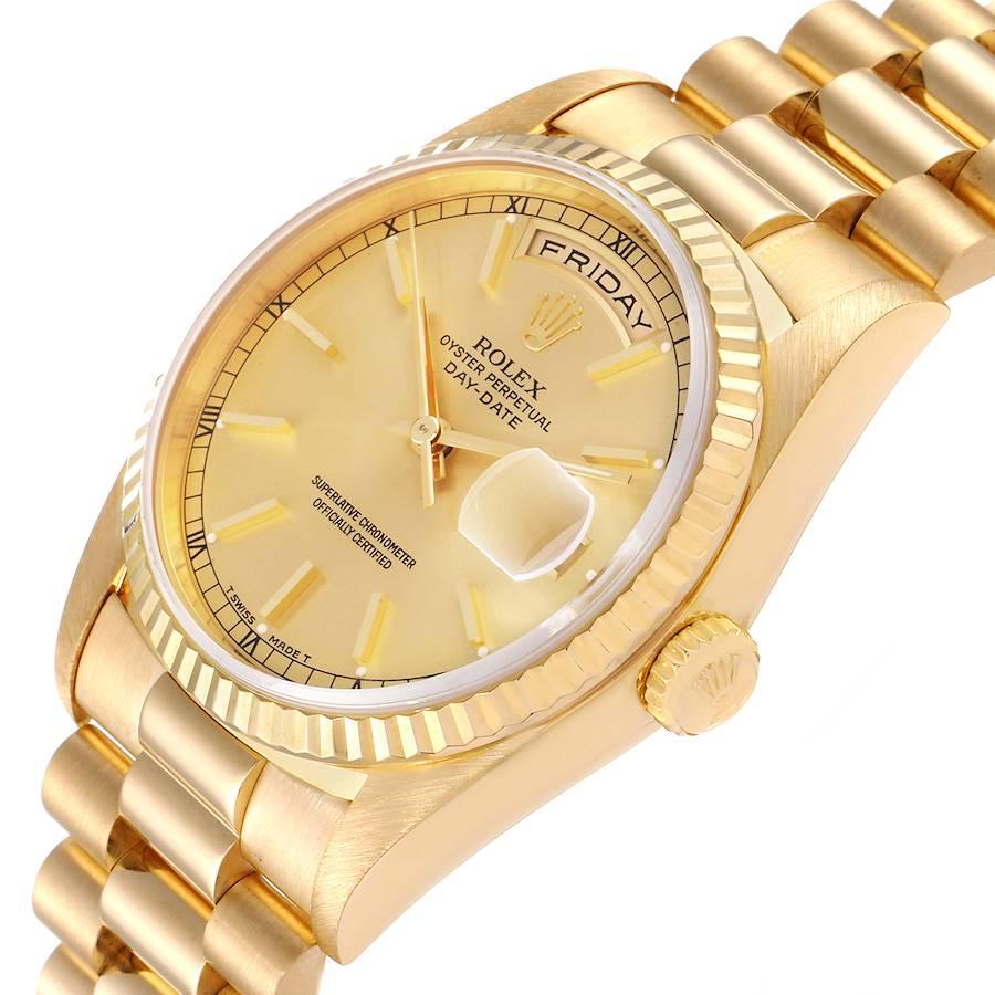 Rolex President Day-Date Yellow Gold Champagne Dial Mens Watch 18238 Papers 1