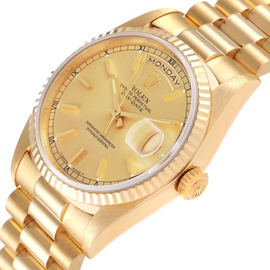 Rolex President Day-Date Yellow Gold Champagne Dial Mens Watch 18238 Papers 1