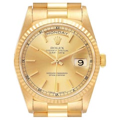 Rolex President Day-Date Yellow Gold Champagne Dial Mens Watch 18238 Papers