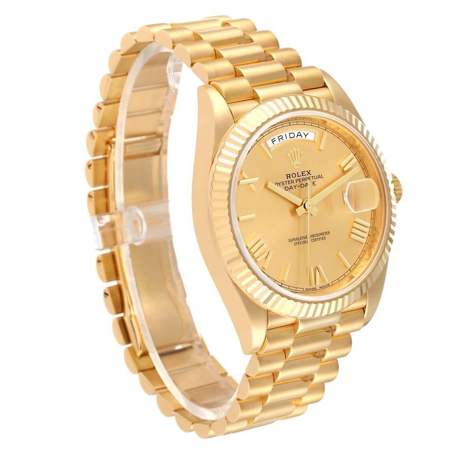 Rolex President Day-Date Yellow Gold Champagne Dial Mens Watch 228238 Box Card In Excellent Condition In Atlanta, GA