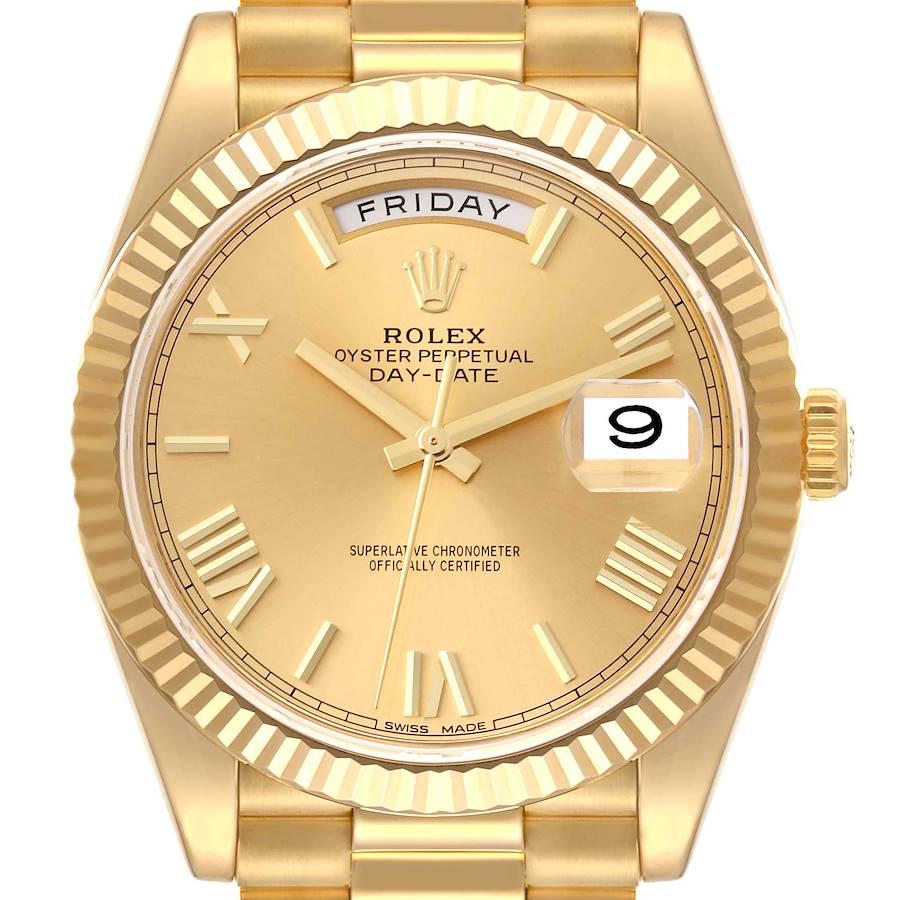 Rolex President Day-Date Yellow Gold Champagne Dial Mens Watch 228238 Box Card