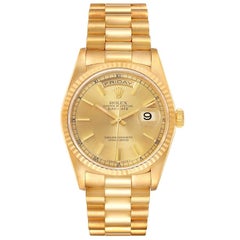 Rolex President Day-Date Yellow Gold Champagne Dial Watch 18238 NOS Unworn