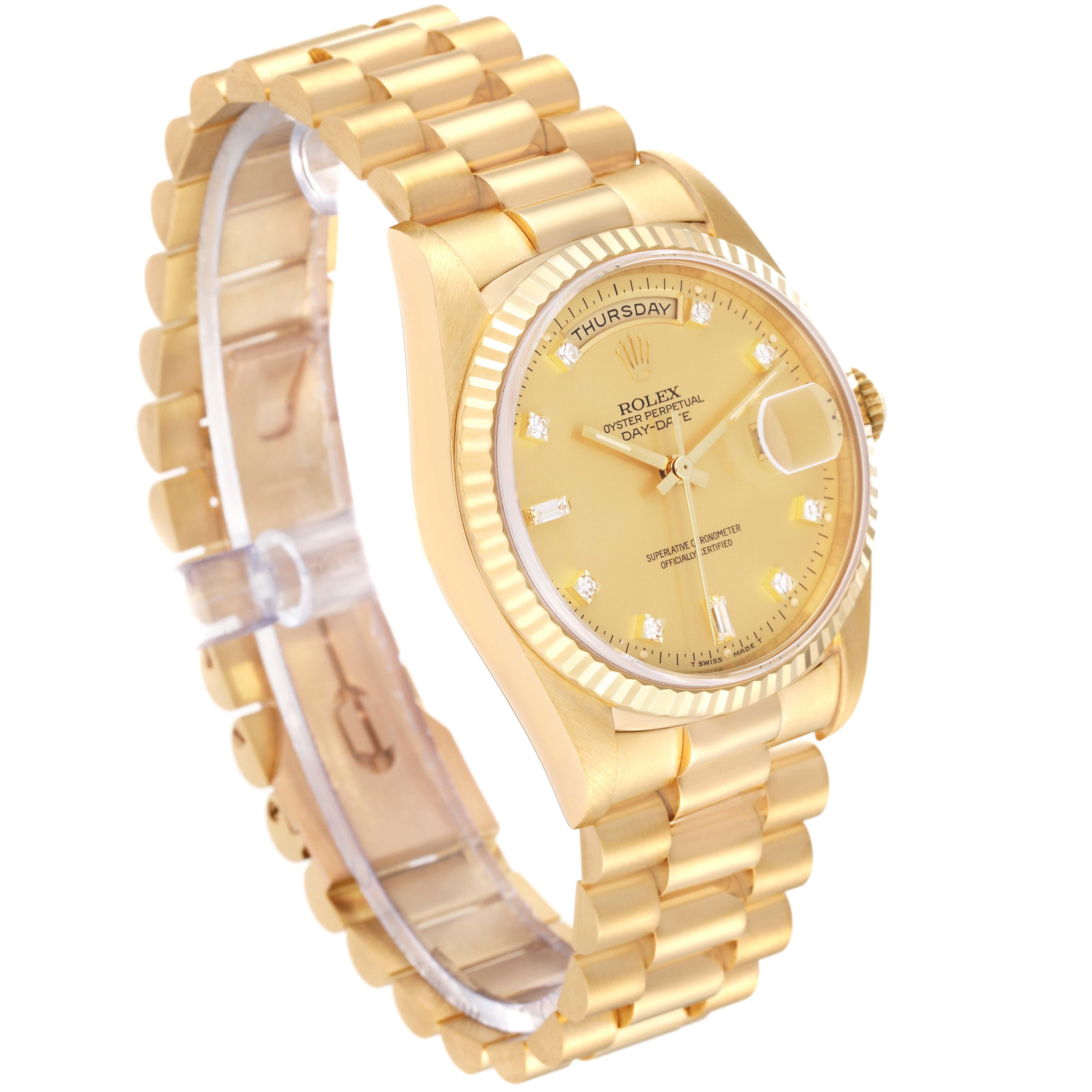 Rolex President Day-Date Yellow Gold Champagne Diamond Dial Mens Watch 18238 6