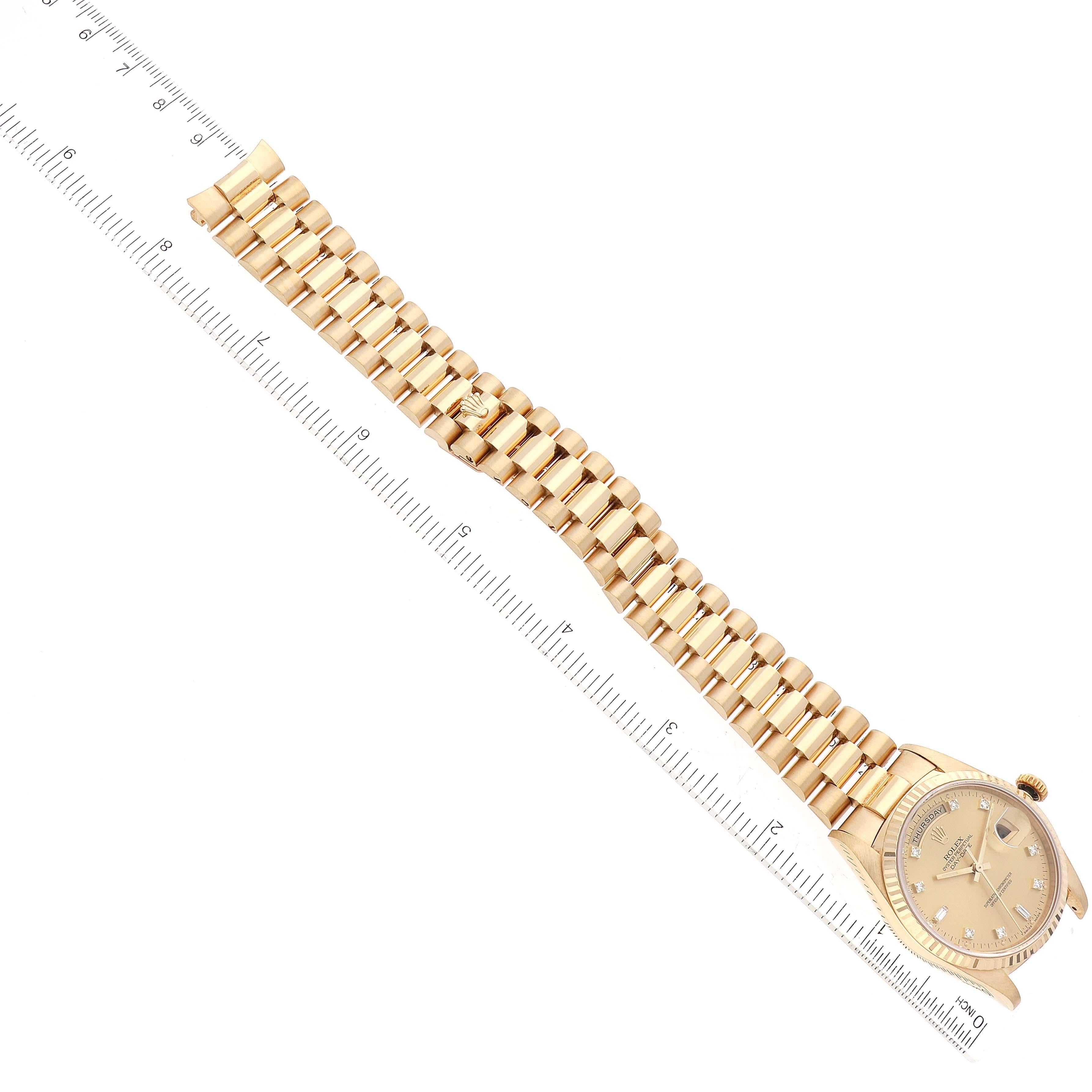 Rolex President Day-Date Yellow Gold Champagne Diamond Dial Mens Watch 18238 7