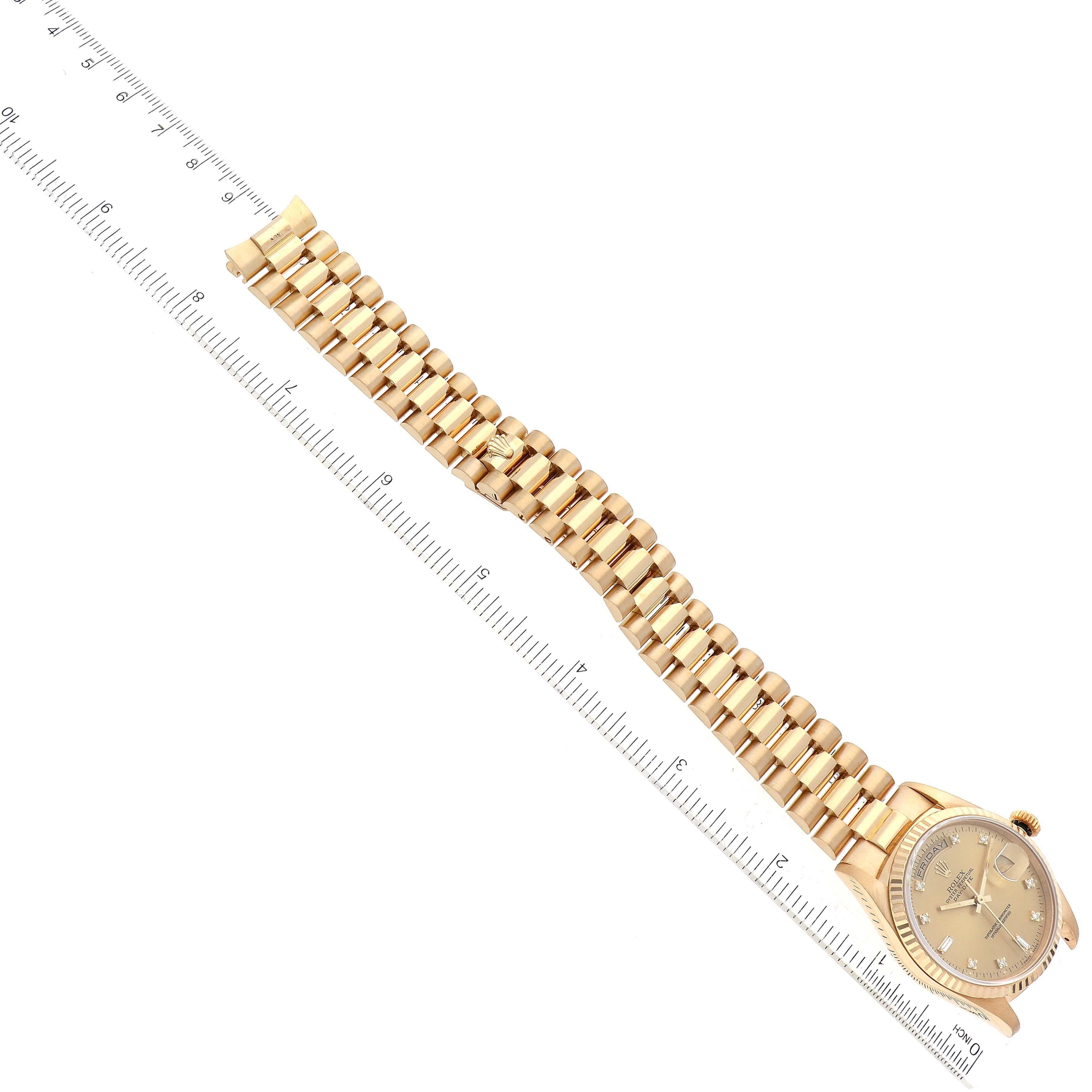 Rolex President Day-Date Yellow Gold Champagne Diamond Dial Mens Watch 18238 For Sale 2