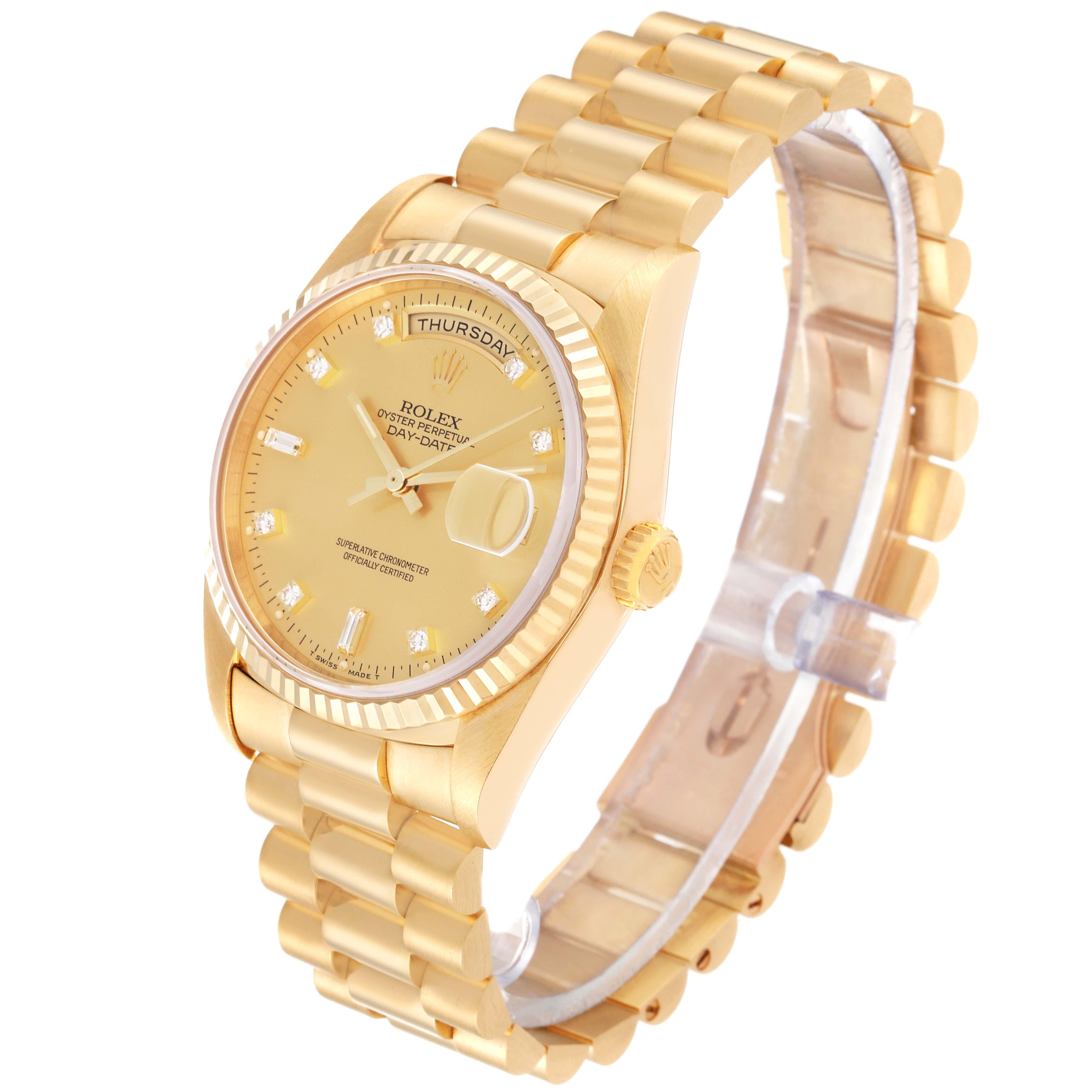 Rolex President Day-Date Yellow Gold Champagne Diamond Dial Mens Watch 18238 4