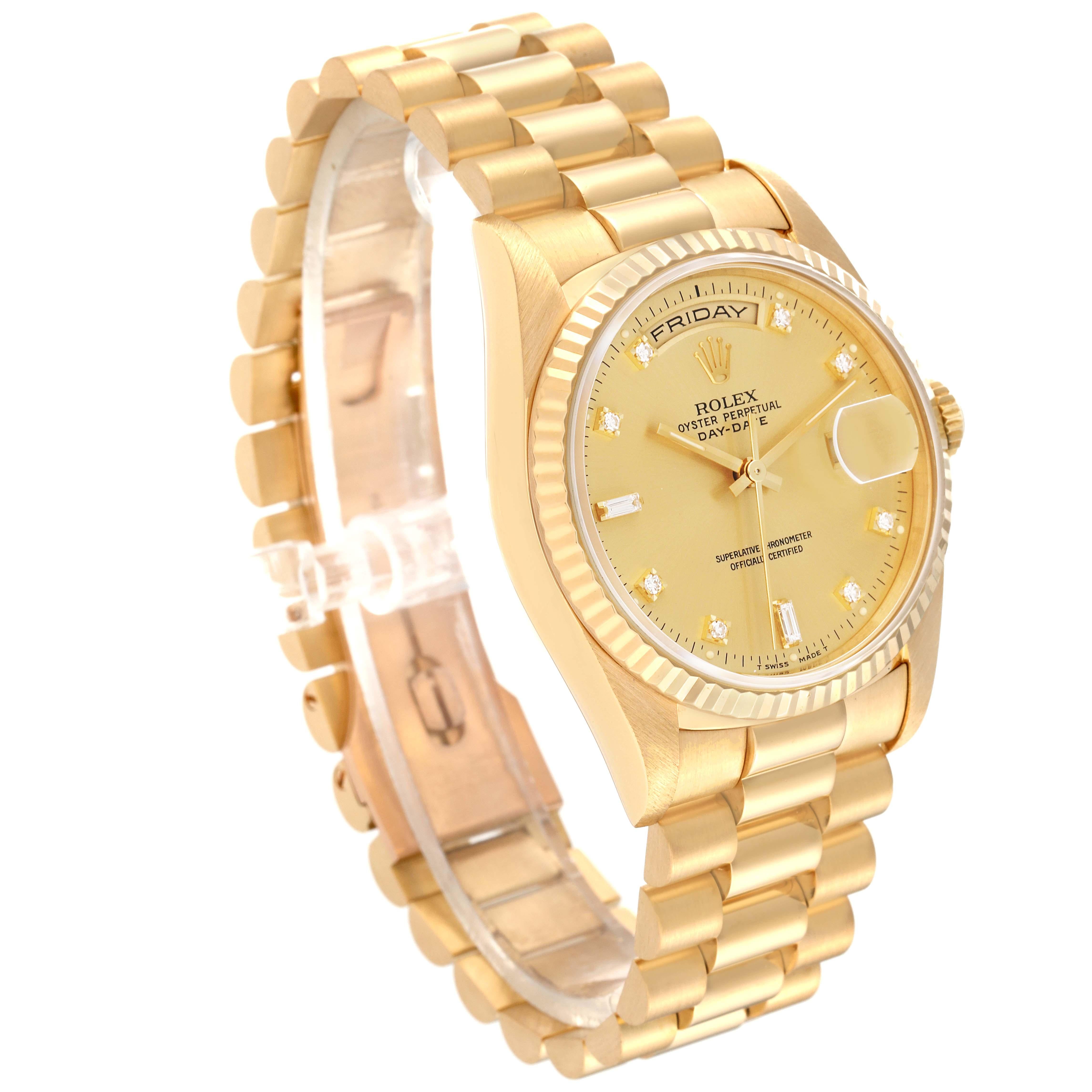 Rolex President Day-Date Yellow Gold Champagne Diamond Dial Mens Watch 18238 For Sale 4