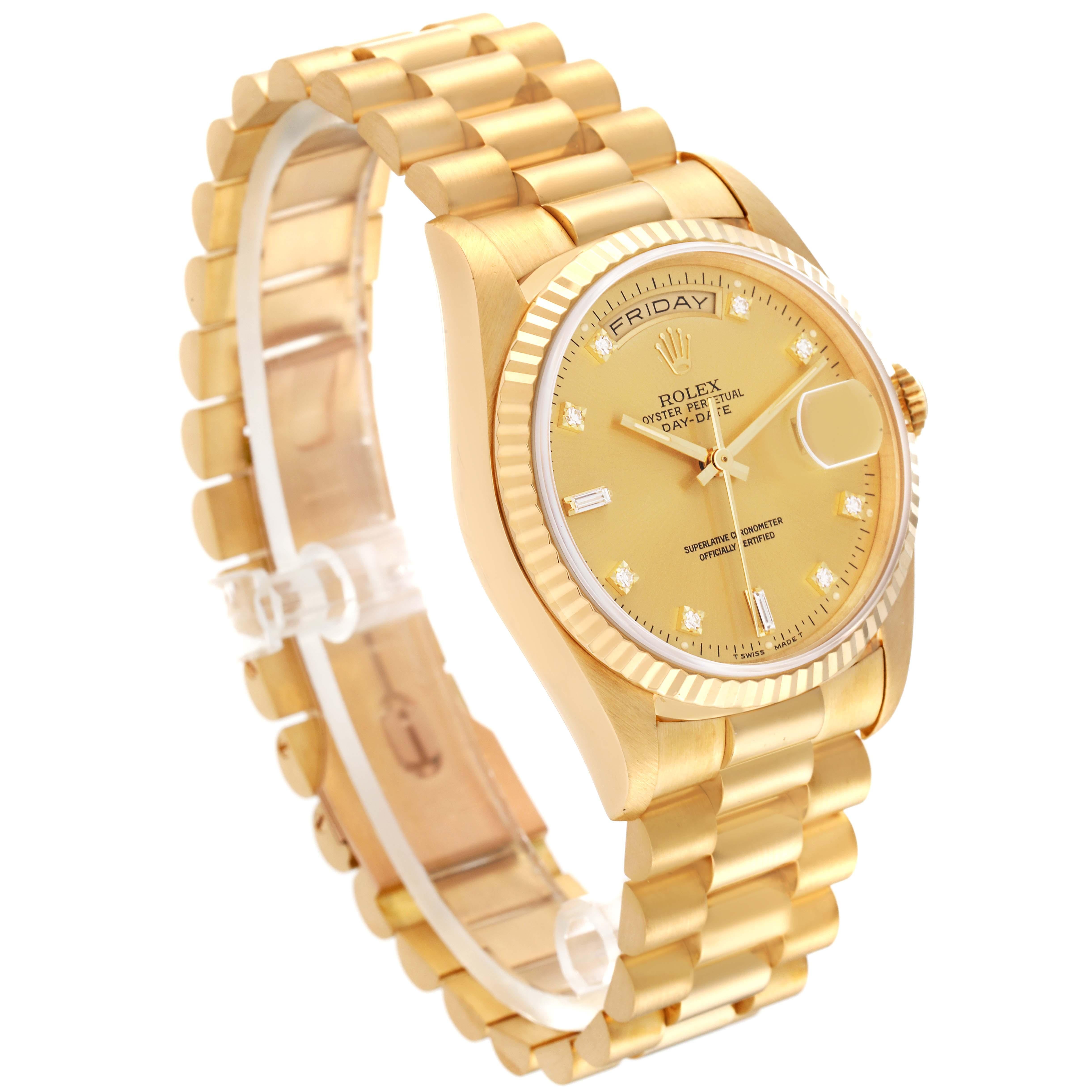Rolex President Day-Date Yellow Gold Champagne Diamond Dial Mens Watch 18238 For Sale 4