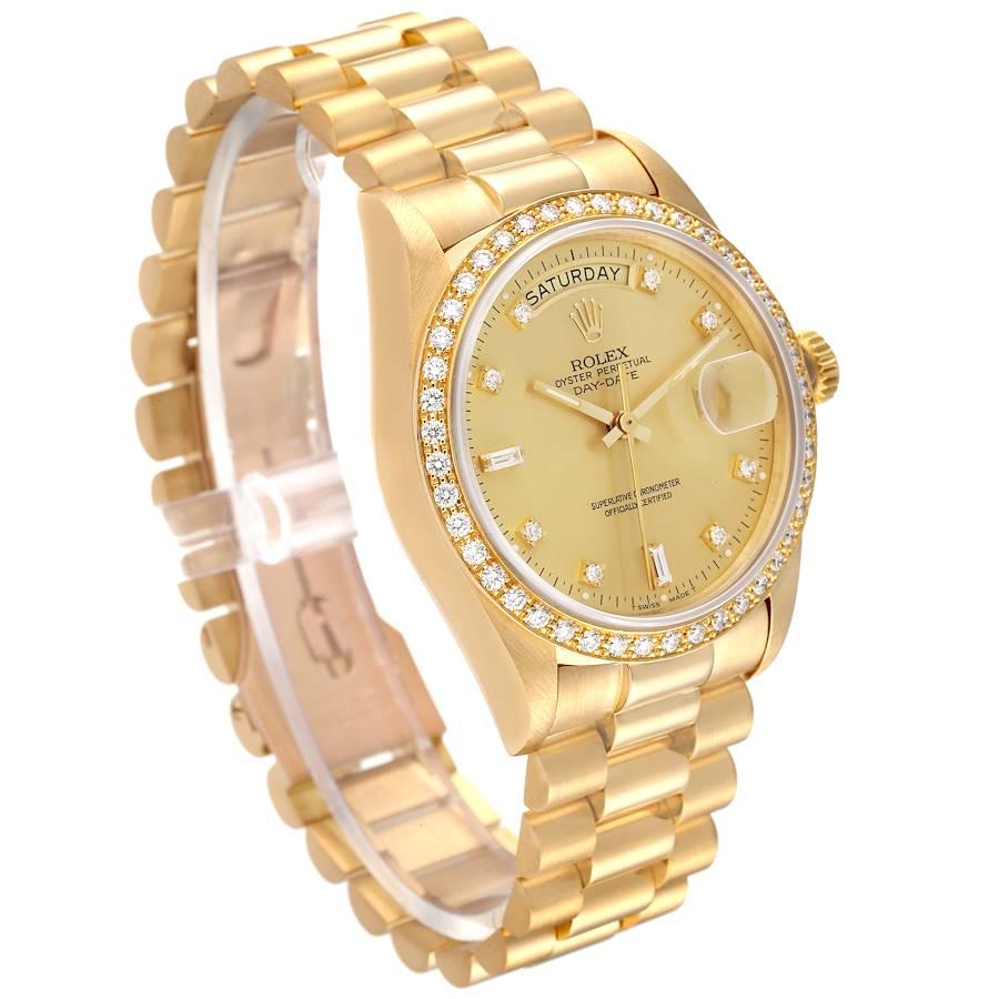 Rolex President Day-Date Gelbgold-Diamant-Lünette  Uhr 18048 im Zustand „Gut“ in Atlanta, GA