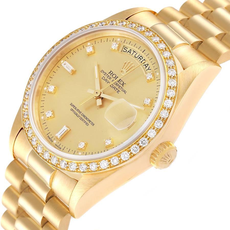 Rolex President Day-Date Gelbgold-Diamant-Lünette  Uhr 18048 1