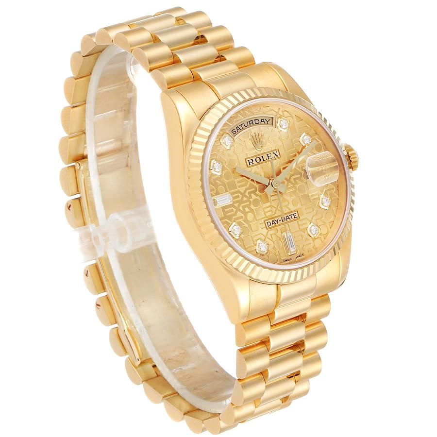 Rolex President Day-Date Yellow Gold Diamond Dial Men’s Watch 118238 In Excellent Condition For Sale In Atlanta, GA
