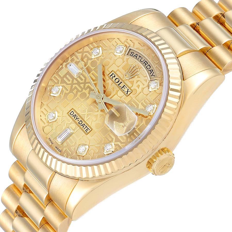 Rolex President Day-Date Yellow Gold Diamond Dial Men’s Watch 118238 For Sale 1