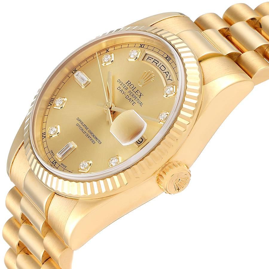 Rolex President Day-Date Yellow Gold Diamond Dial Men's Watch 118238 2