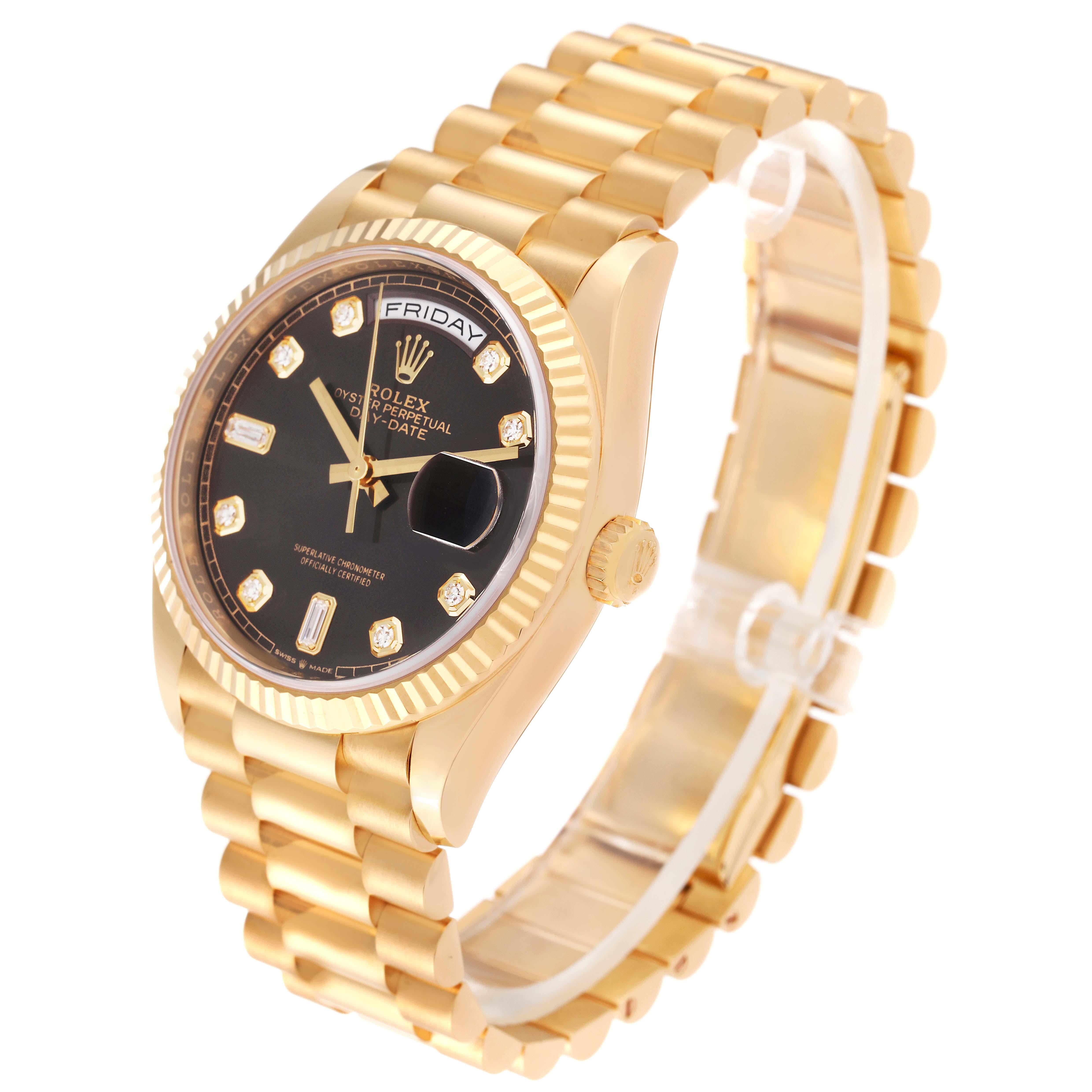 Rolex President Day-Date Yellow Gold Diamond Dial Mens Watch 128238 Box Card For Sale 6
