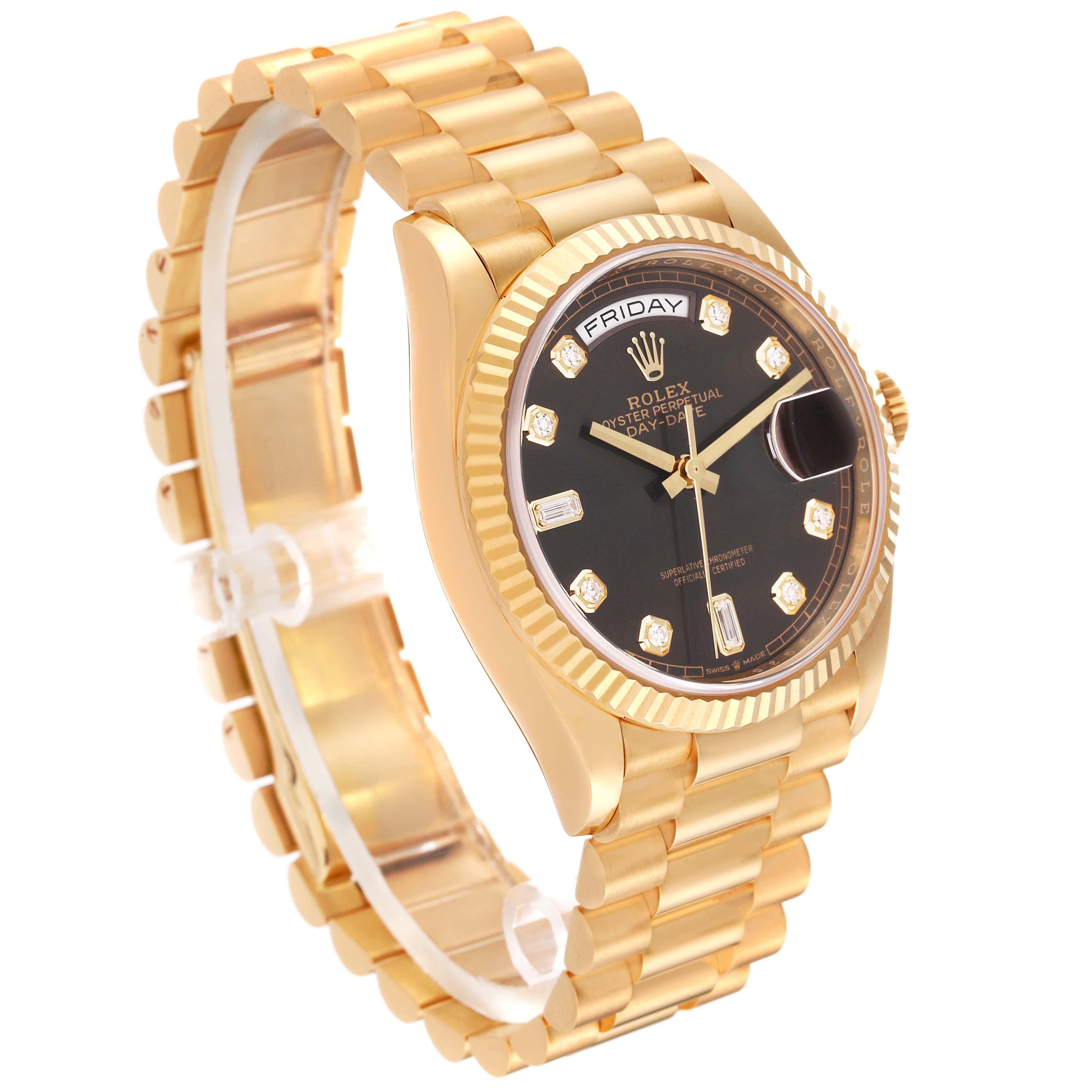 Rolex President Day-Date Yellow Gold Diamond Dial Mens Watch 128238 Box Card For Sale 1