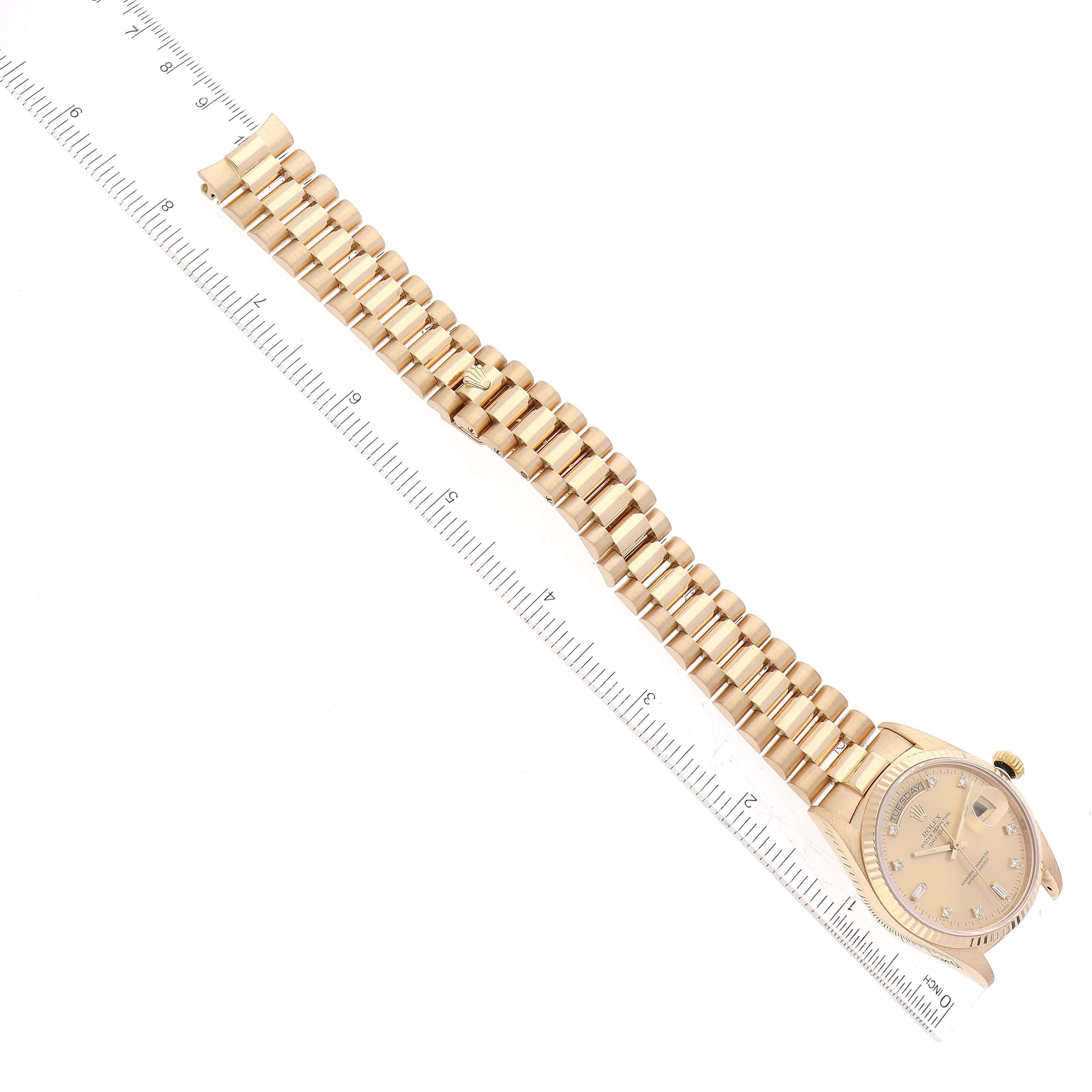 Rolex President Day-Date Yellow Gold Diamond Dial Mens Watch 18038 For Sale 7