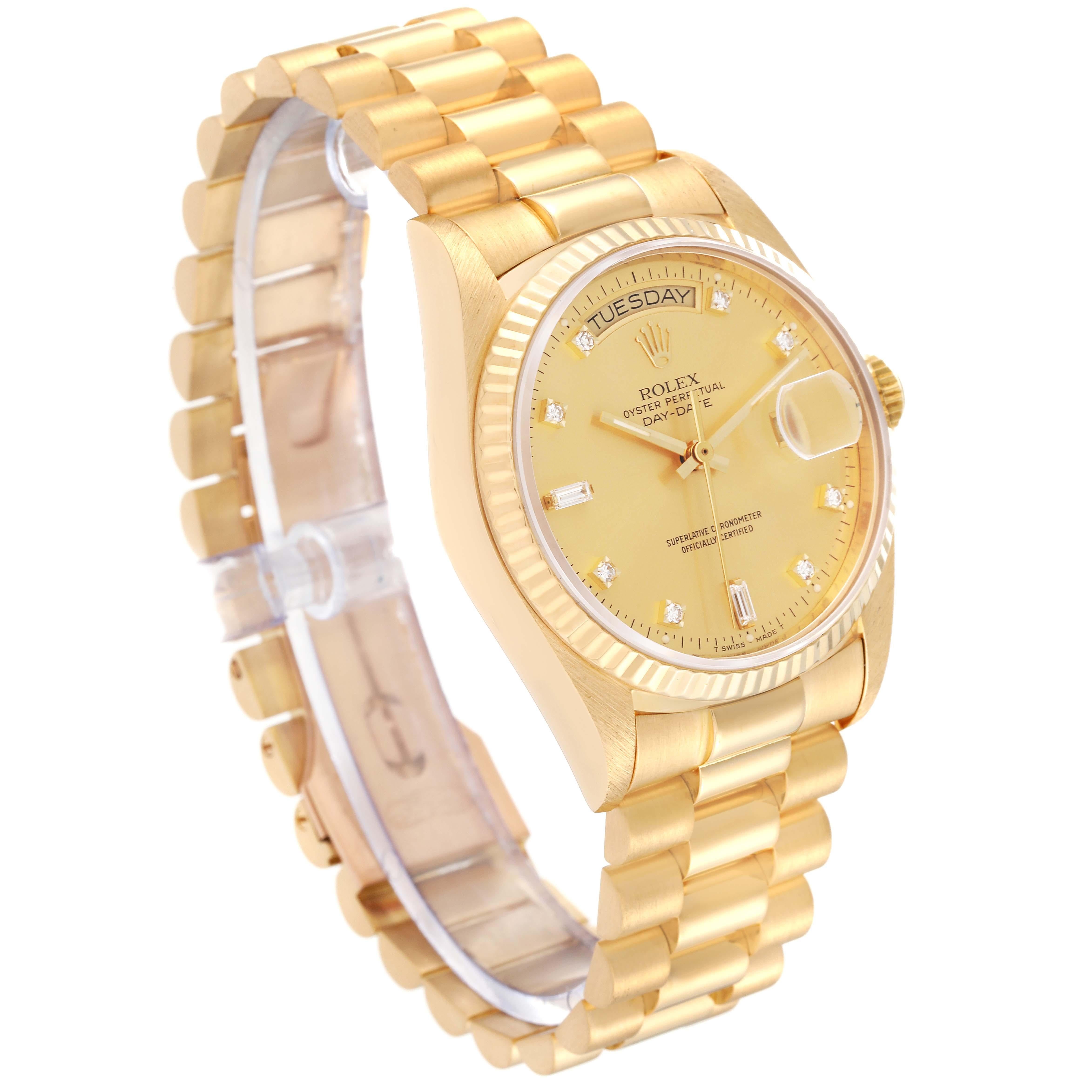 Rolex President Day-Date Yellow Gold Diamond Dial Mens Watch 18038 For Sale 3