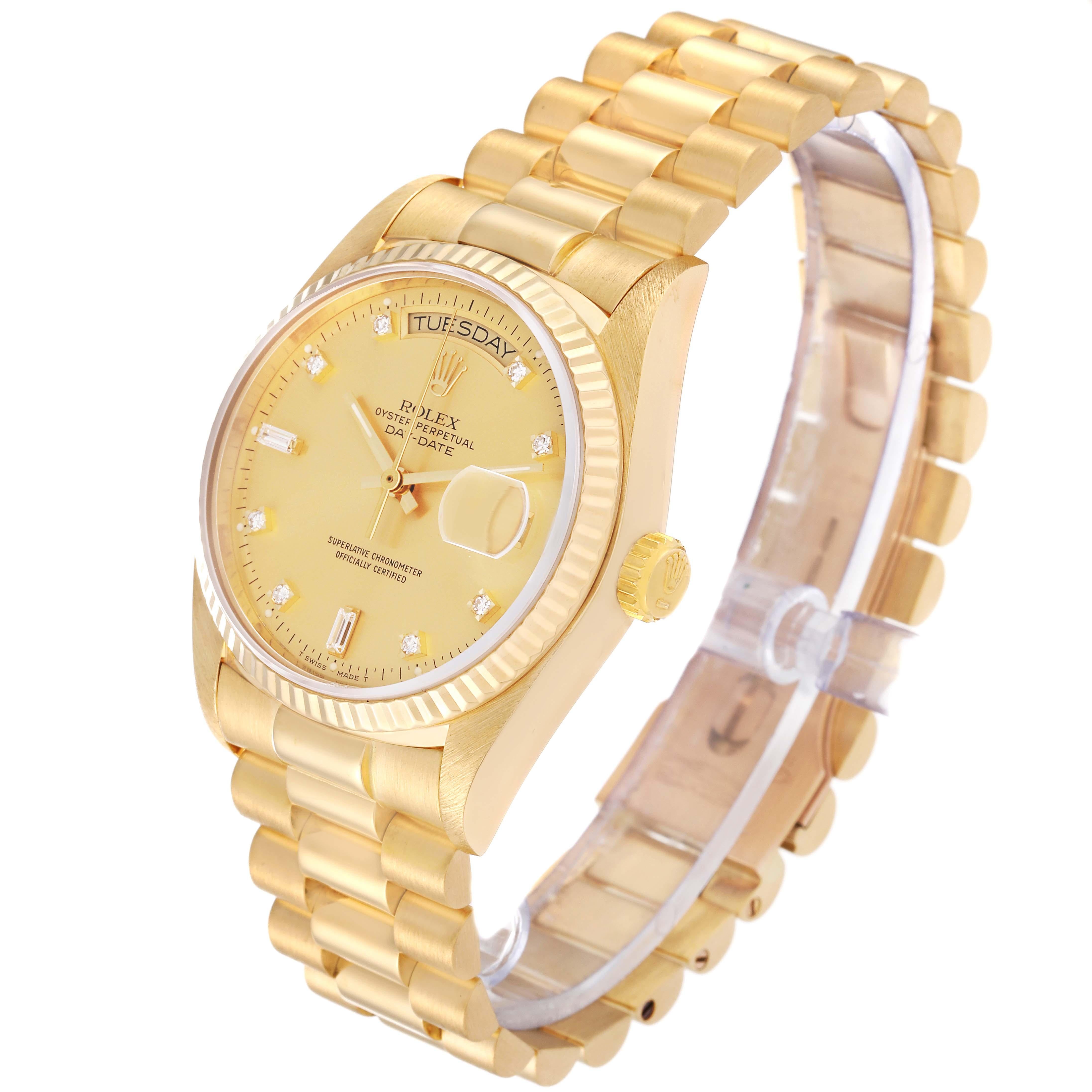 Rolex President Day-Date Yellow Gold Diamond Dial Mens Watch 18038 For Sale 4