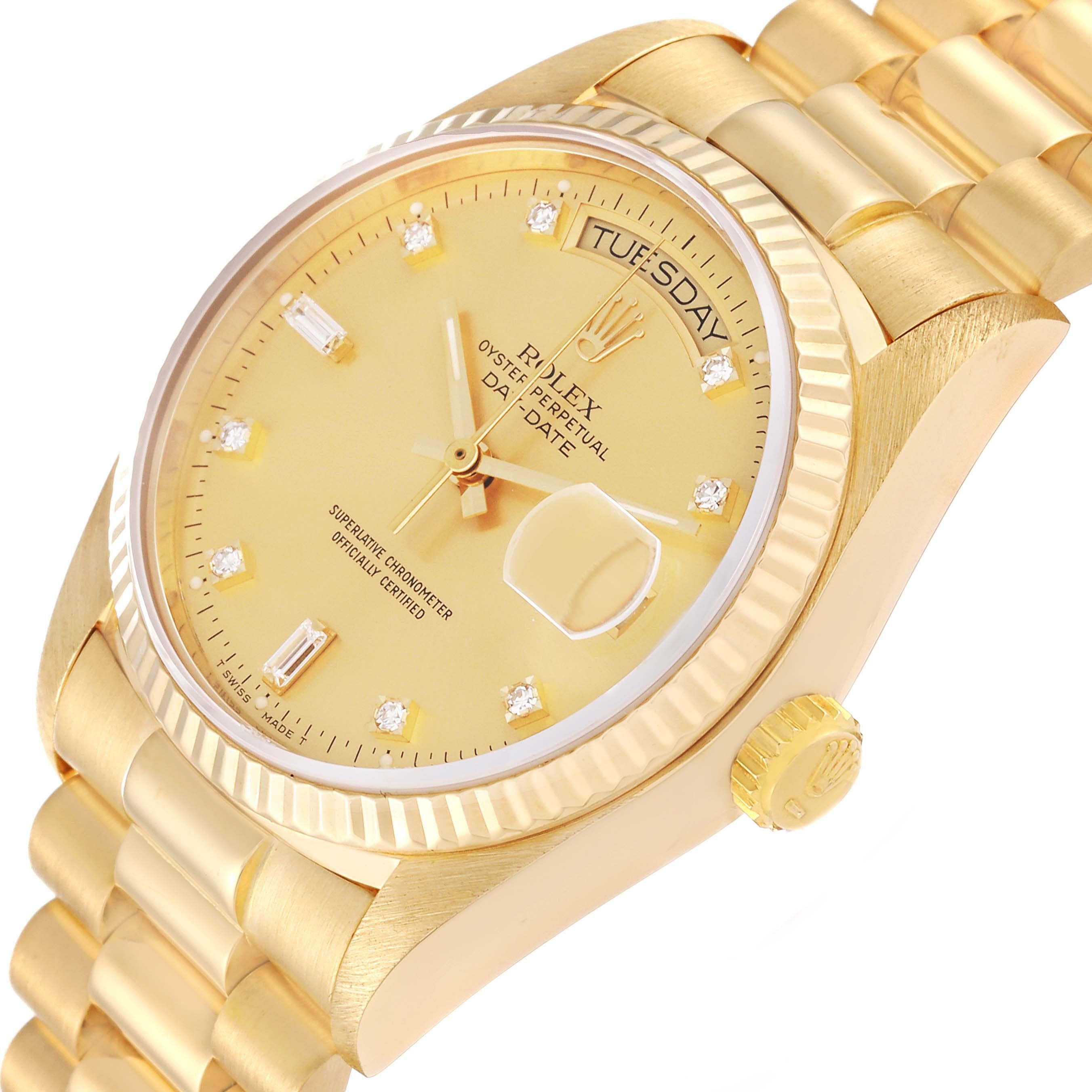 Rolex President Day-Date Yellow Gold Diamond Dial Mens Watch 18038 For Sale 5