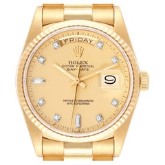 Rolex President Day-Date Yellow Gold Diamond Dial Mens Watch 18038 Rolex President Day-Date Yellow Gold Diamond Dial Mens Watch 18038