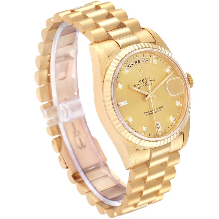 Rolex President Day-Date Yellow Gold Diamond Dial Mens Watch 18238 Box Papers In Excellent Condition In Atlanta, GA
